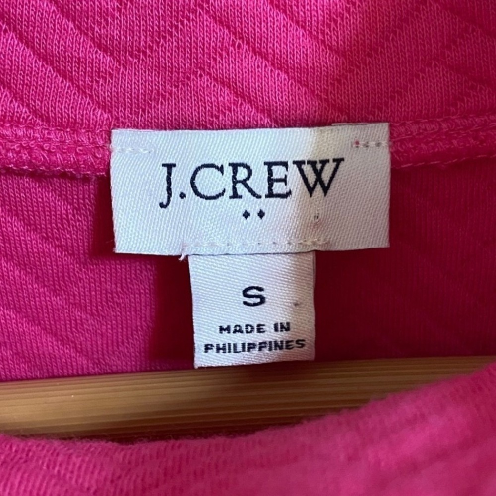 J.Crew Pink Herringbone Quilted Mock Neck Side Snap Pullover Preppy Size Small - Picture 4 of 10
